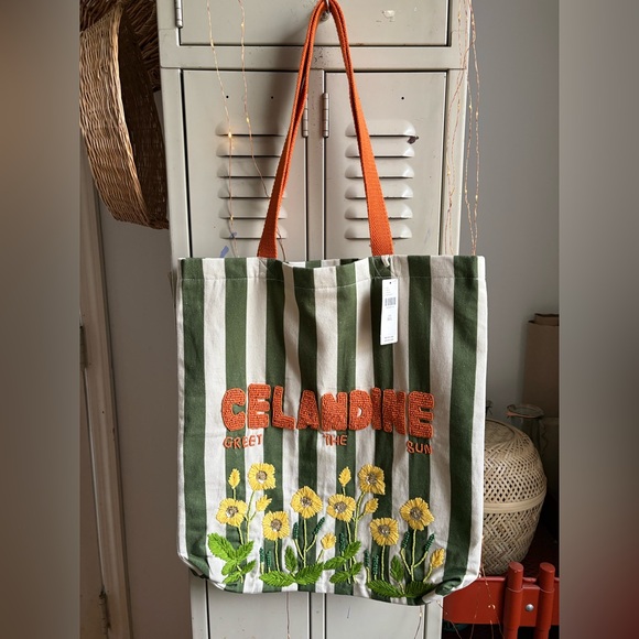 Printed Beaded Canvas Tote Bag (See photos/Description) - Picture 5 of 16